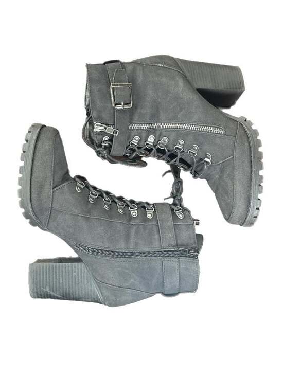 JustFab Pracida Black Lace-Up Heeled Platform Combat Ankle Booties, Size 8.5 - Picture 3 of 5